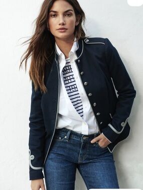 Ralph Lauren Navy Soutache trim twill Cotton Blend Jacket size 6 - Women’s